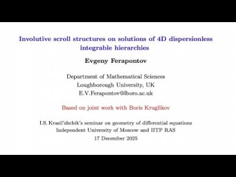 Seminar GDEq. Involutive scroll structures on solutions of 4D dispersionless integrable hierarchies