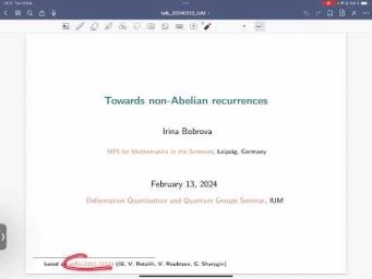 Irina Bobrova, Towards non-Abelian recurrences