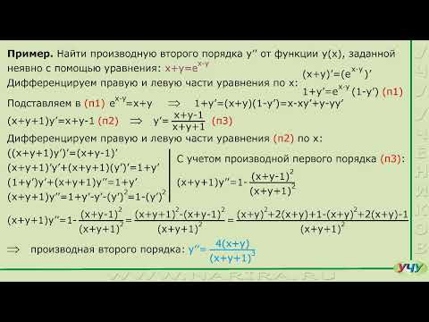 Производные высших порядков неявной функции.