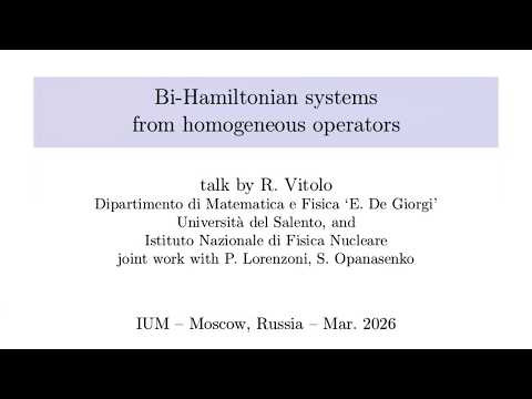Seminar GDEq. Bi-Hamiltonian systems from homogeneous operators Seminar GDEq. Bi-Hamiltonian systems from homogeneous operators